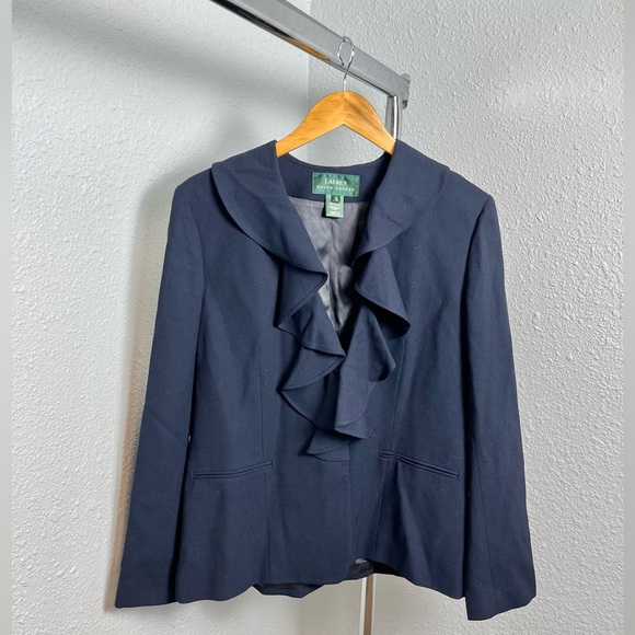 NWT Lauren Ralph Lauren Blazer Jacket Navy Blue - Picture 2 of 14